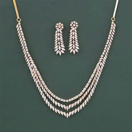 Cz Classic Necklace Set With 2 Tone Rhodium Plating