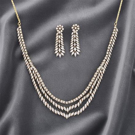 Cz Classic Necklace Set With Mehndi Plating