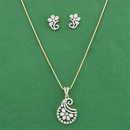 Cz Classic Pendant Set With 2 Tone Plating