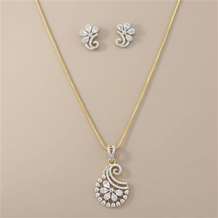 Cz Classic Pendant Set With 2 Tone Plating
