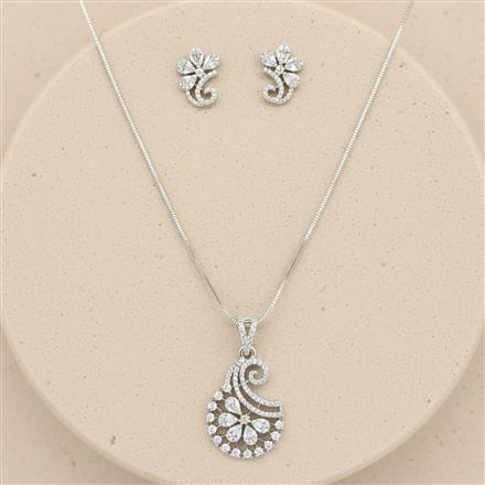 Cz Classic Pendant Set With Rhodium Plating