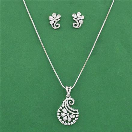 Cz Classic Pendant Set With Rhodium Plating