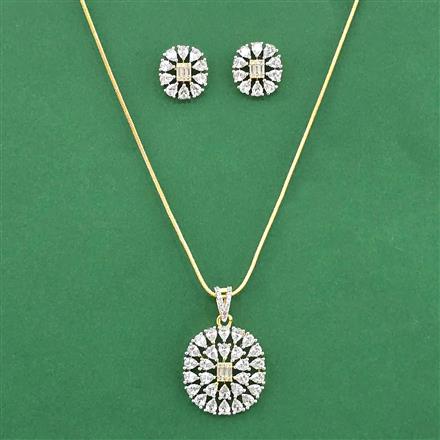 Cz Classic Pendant Set With 2 Tone Plating
