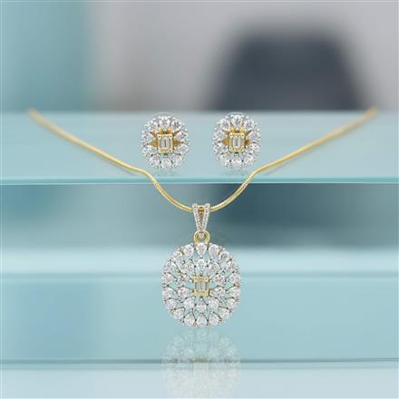Cz Classic Pendant Set With 2 Tone Plating