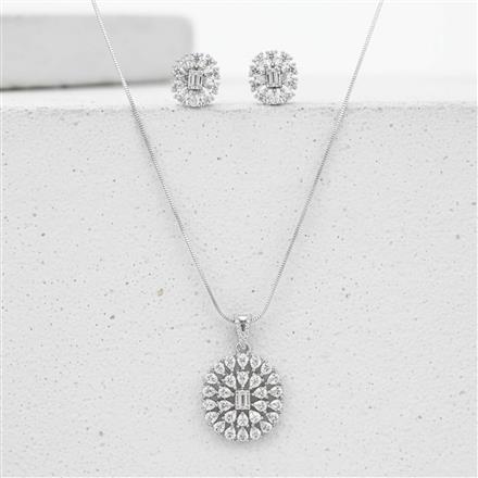 Cz Classic Pendant Set With Rhodium Plating