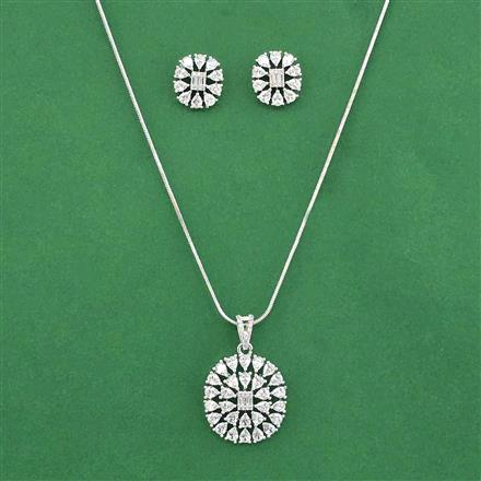 Cz Classic Pendant Set With Rhodium Plating