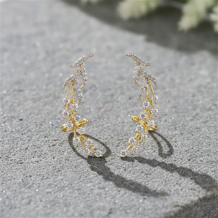 Cz Classic Earring With 2 Tone Mehndi Rhodium Plating