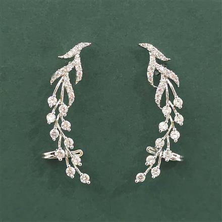 Cz Classic Earring With 2 Tone Mehndi Rhodium Plating