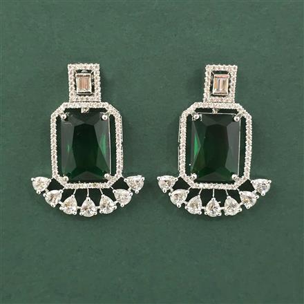 Cz Classic Earring With Rhodium Plating