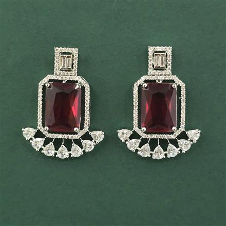 Cz Classic Earring With Rhodium Plating