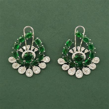 Cz Classic Earring With Rhodium Plating