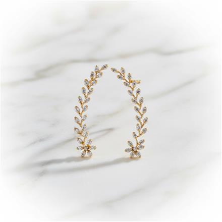 Cz Earcuff With 2 Tone Mehndi Rhodium Plating