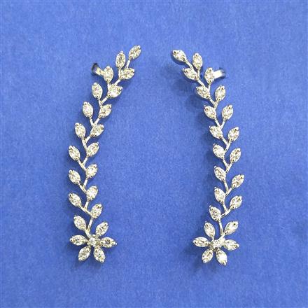 Cz Earcuff With 2 Tone Mehndi Rhodium Plating