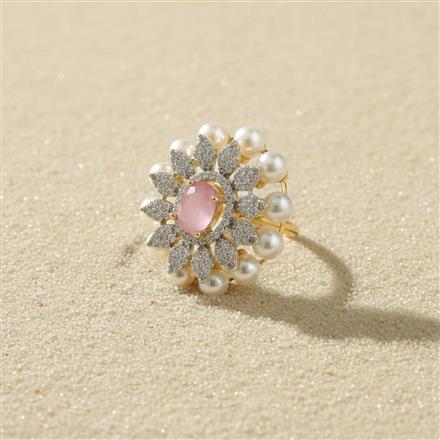 Cz Moti Ring With 2 Tone Plating