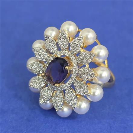 Cz Moti Ring With 2 Tone Plating