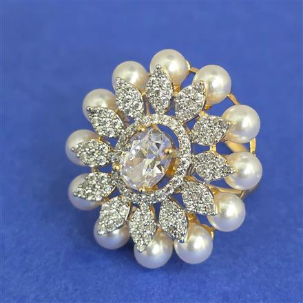 Cz Moti Ring With 2 Tone Plating