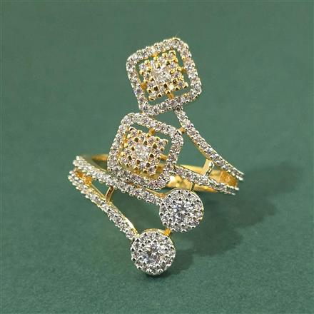 Cz Adjustable Ring With 2 Tone Rhodium Plating