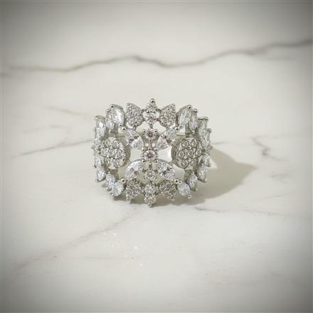 Cz Adjustable Ring With 2 Tone Rhodium Plating