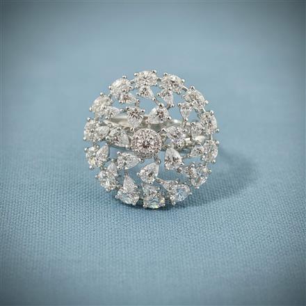 Cz Adjustable Ring With 2 Tone Rhodium Plating