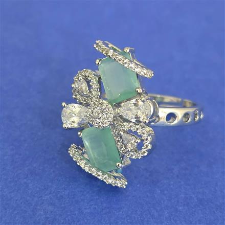 Cz Adjustable Ring With Rhodium Plating