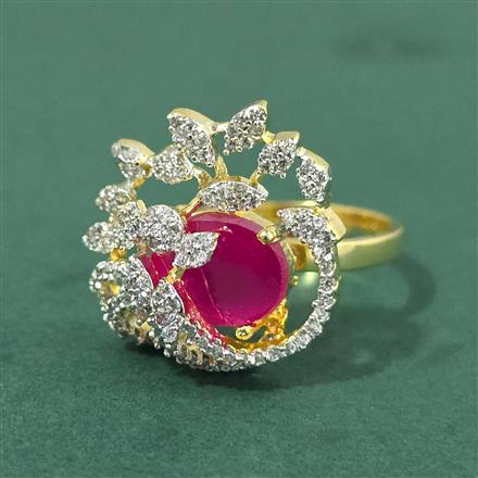 Cz Adjustable Ring With 2 Tone Plating