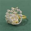 Cz Adjustable Ring With 2 Tone Plating