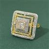 Cz Adjustable Ring With 2 Tone Rhodium Plating