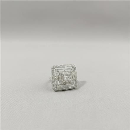 Cz Adjustable Ring With 2 Tone Rhodium Plating