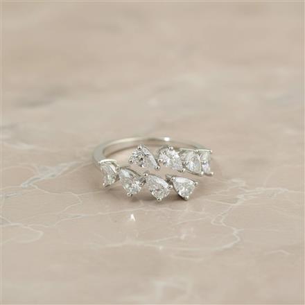 Cz Adjustable Ring With 2 Tone Rhodium Plating