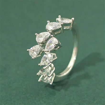 Cz Adjustable Ring With 2 Tone Rhodium Plating