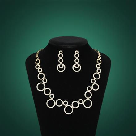Cz Classic Necklace Set Set With 2 Tone Rhodium Plating
