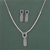 Cz Classic Necklace Set With Rhodium Plating