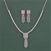 Cz Classic Necklace Set With Rhodium Plating