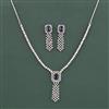 Cz Classic Necklace Set With Rhodium Plating