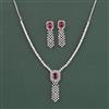 Cz Classic Necklace Set With Rhodium Plating