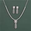 Cz Classic Necklace Set With Rhodium Plating