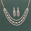 Cz Moti Necklace Set Set With 2 Tone Rhodium Plating
