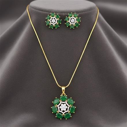 Cz Classic Pendant Set With 2 Tone Plating