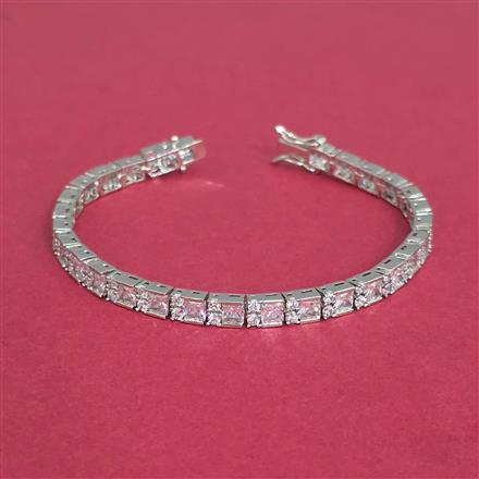 American Diamond Classic Bracelet With 2 Tone Rhodium Plating