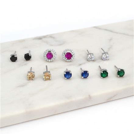 American Diamond Changeable Earring With 2 Tone Rhodium Plating