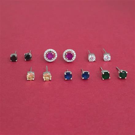 American Diamond Changeable Earring With 2 Tone Rhodium Plating
