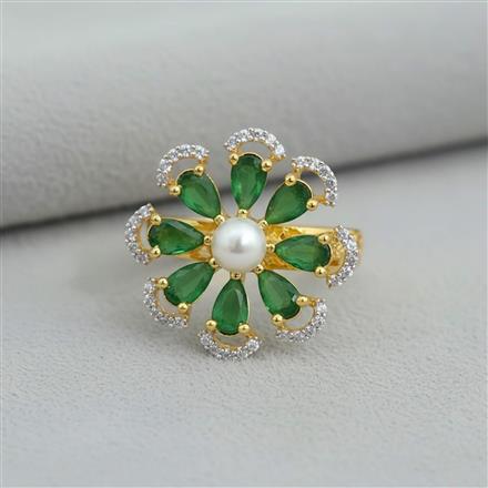 American Diamond Adjustable Ring With 2 Tone Plating