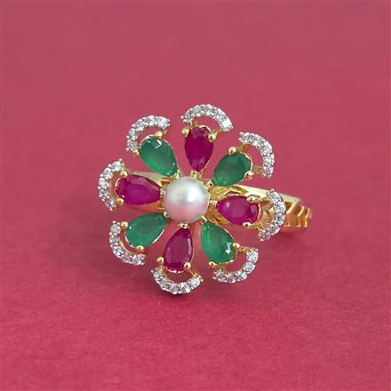 American Diamond Adjustable Ring With 2 Tone Plating