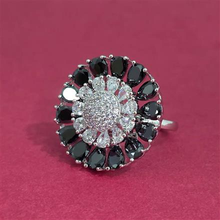 American Diamond Adjustable Ring With Rhodium Plating