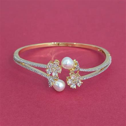 American Diamond Moti Kada With 2 Tone Rhodium Plating