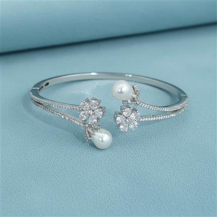 American Diamond Moti Kada With 2 Tone Rhodium Plating