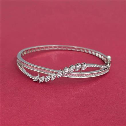 American Diamond Openable Kada With 2 Tone Rhodium Plating