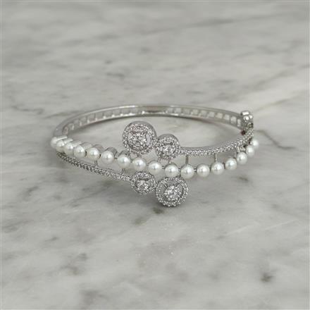 American Diamond Openable Kada With 2 Tone Rhodium Plating