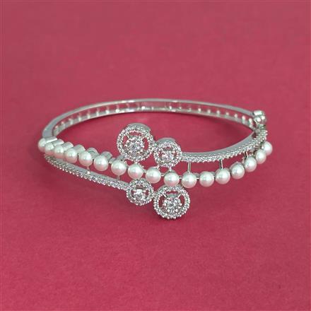 American Diamond Openable Kada With 2 Tone Rhodium Plating