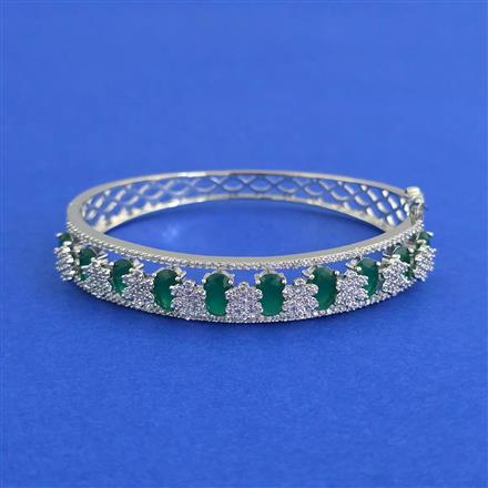 American Diamond Openable Bangles With Rhodium Plating